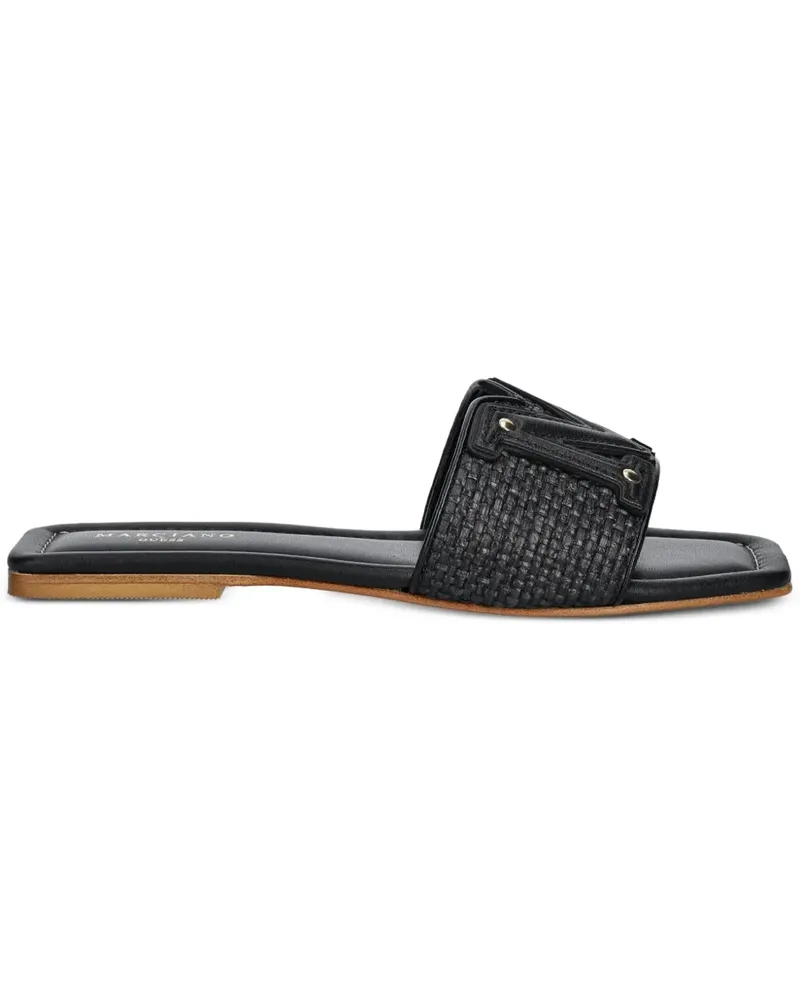 Guess Marciano Pantoletten aus Bast - Schwarz Schwarz