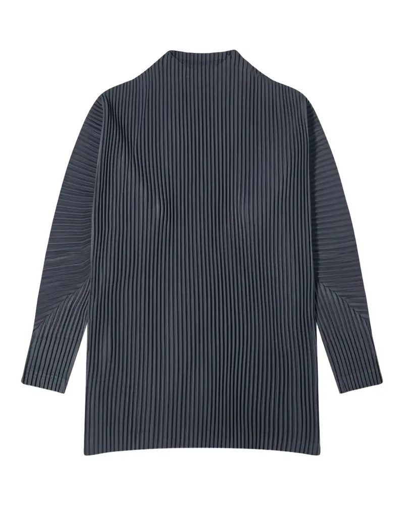 Issey Miyake plissé-effect long-sleeve T-shirt - Grau Grau