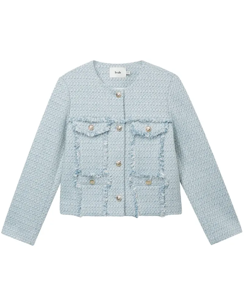b+ab Tweed-Jacke mit rundem Ausschnitt - Blau Blau