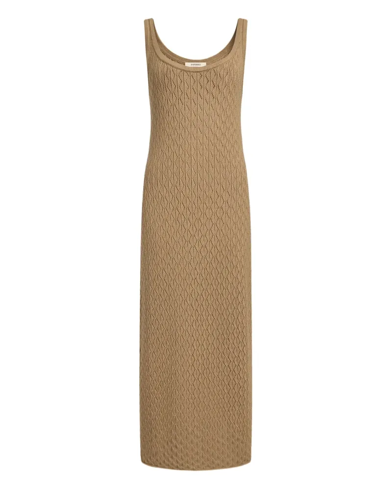 12 STOREEZ Gestricktes Maxikleid mit Rautenmuster - Braun Braun