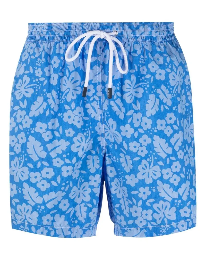 BARBA Badeshorts mit Blumen-Print - Blau Blau