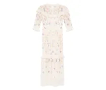 Abendkleid mit Blumenstickerei - Nude