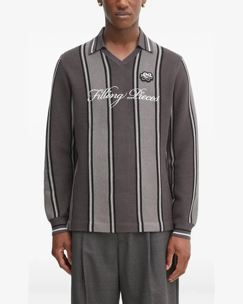 Filling Pieces striped v-neck sweater - Grau Grau
