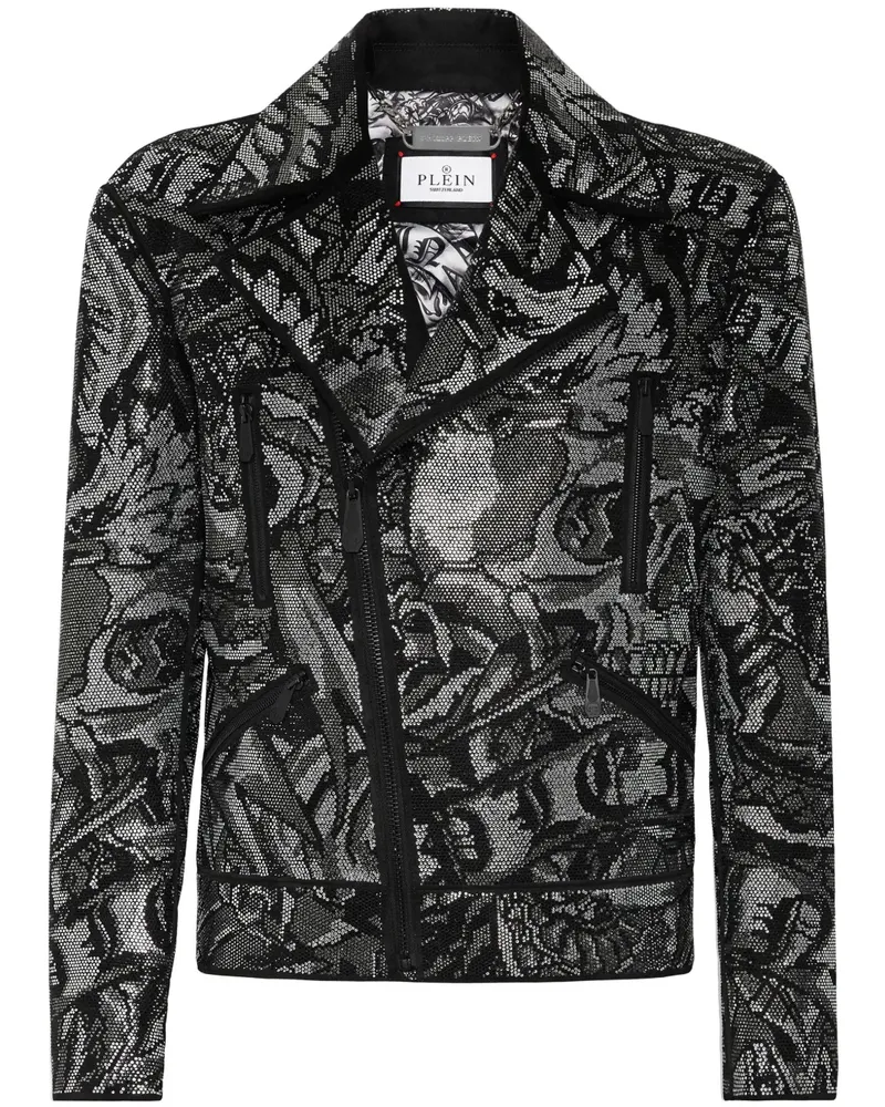 Philipp Plein Bikerjacke mit Tattoo-Print - Schwarz Schwarz