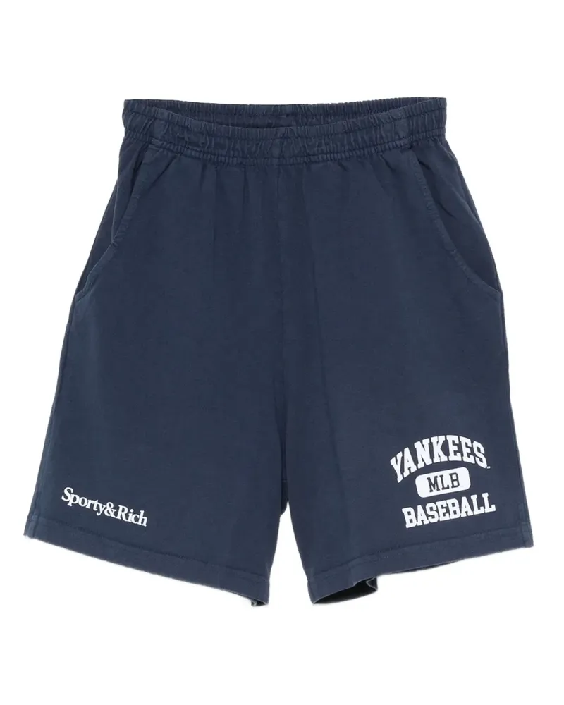 SPORTY & RICH Shorts mit Logo-Print - Blau Blau