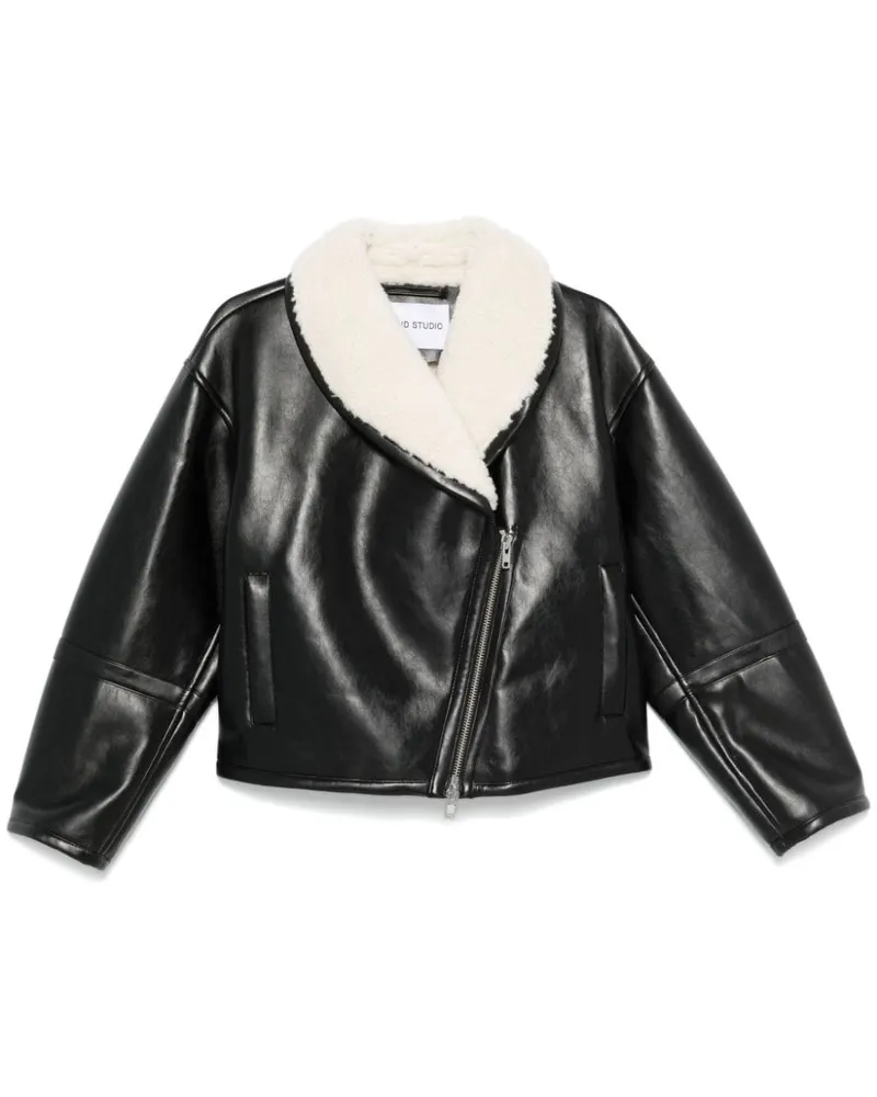 STAND Bikerjacke aus Faux-Leder - Schwarz Schwarz