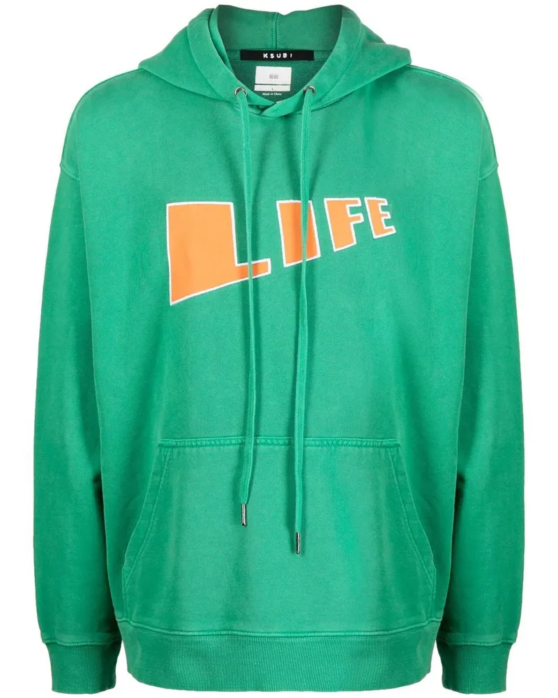 ksubi Hoodie mit "Life"-Schriftzug Grün