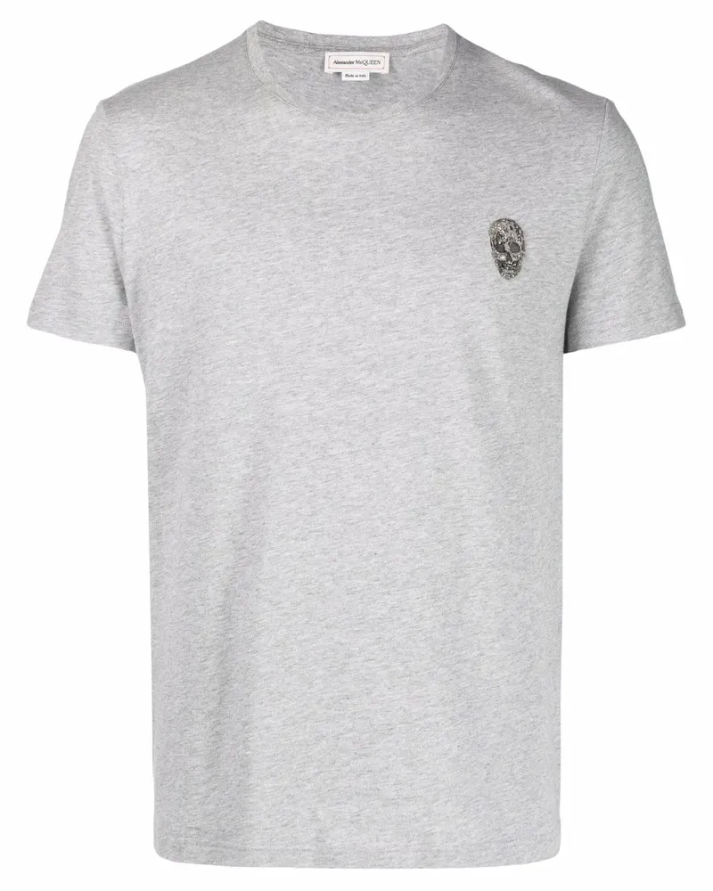Alexander McQueen T-Shirt mit Totenkopf-Patch - Grau Grau
