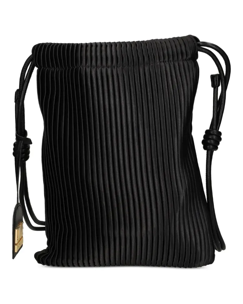 Moschino Plissierte Schultertasche - Schwarz Schwarz