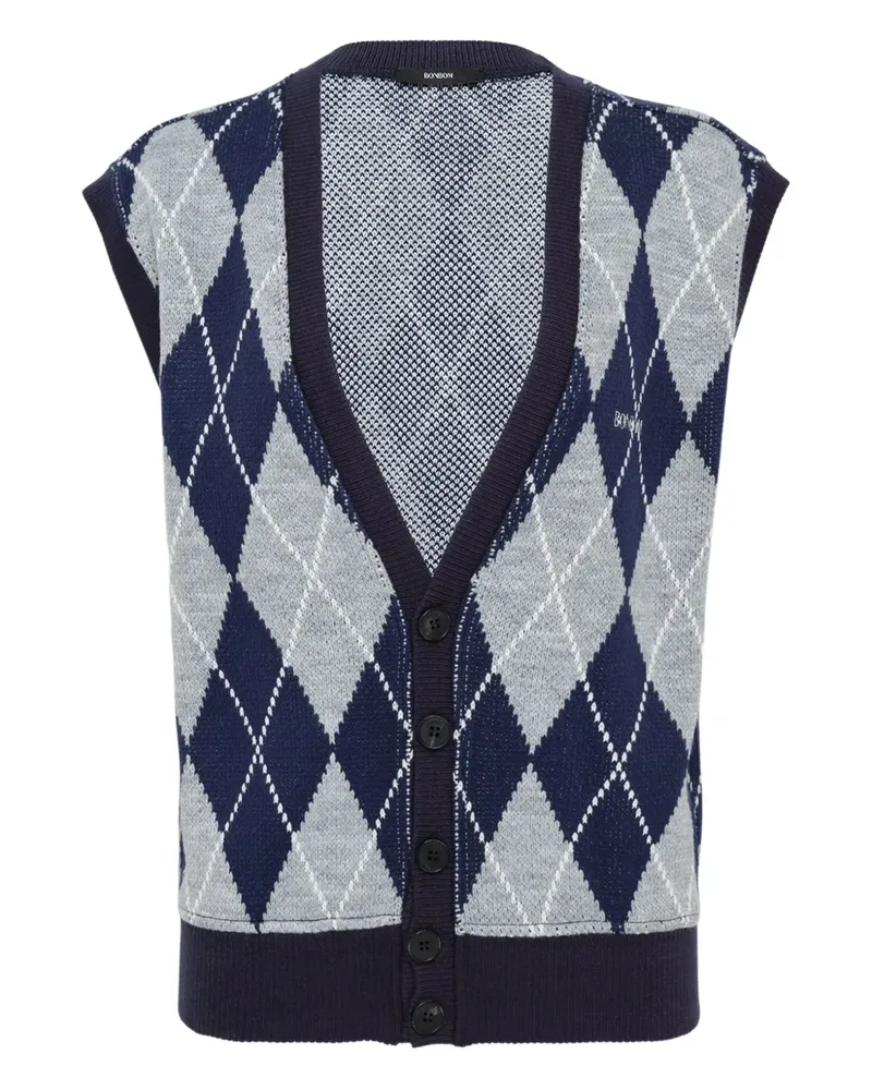 BONBOM argyle-knit cardigan - Blau Blau