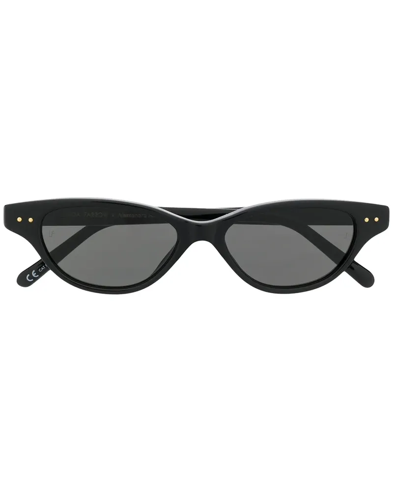 Linda Farrow Sonnenbrille mit ovalem Gestell - Schwarz Schwarz