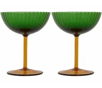 Set aus zwei Champagne Coupe Gläsern - Grün