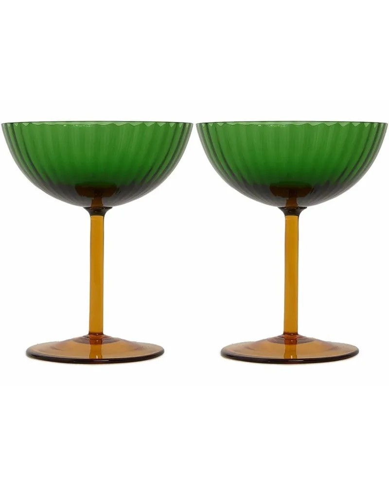 La DoubleJ Set aus zwei Champagne Coupe Gläsern Grün