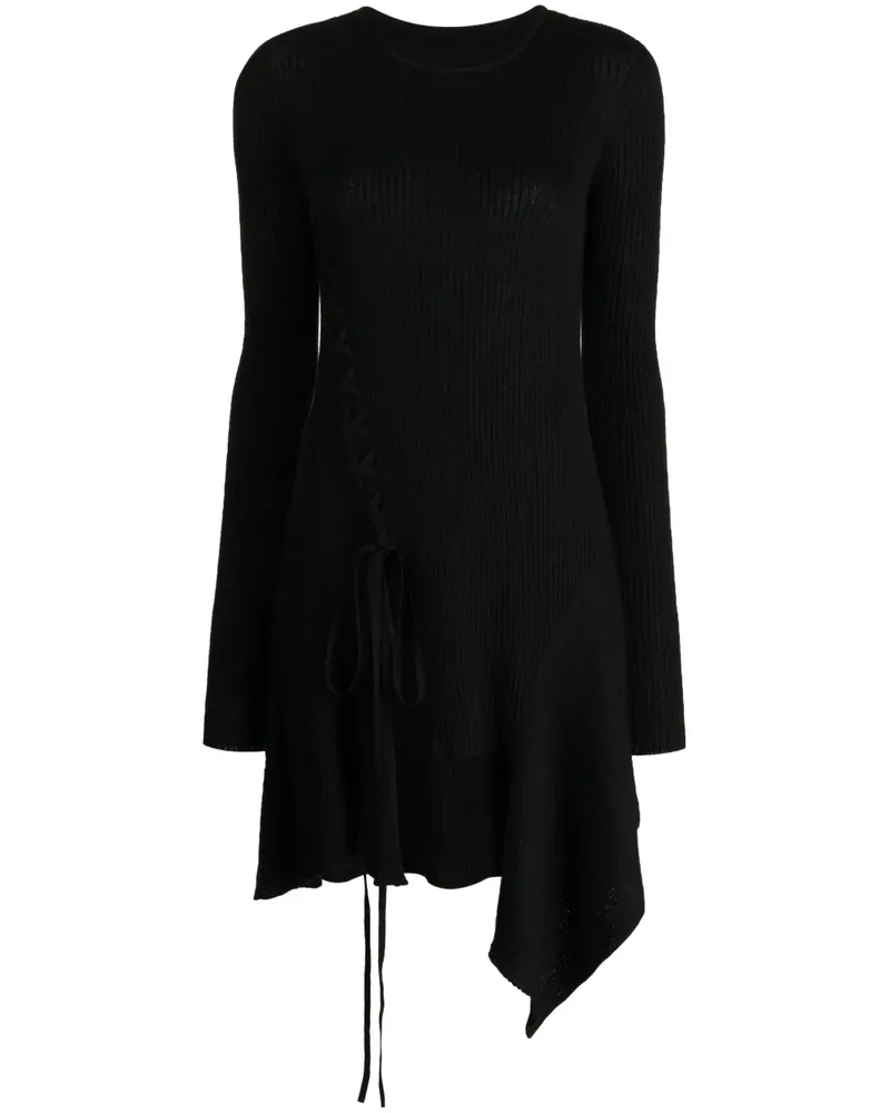 Yohji Yamamoto Geripptes Minikleid - Schwarz Schwarz