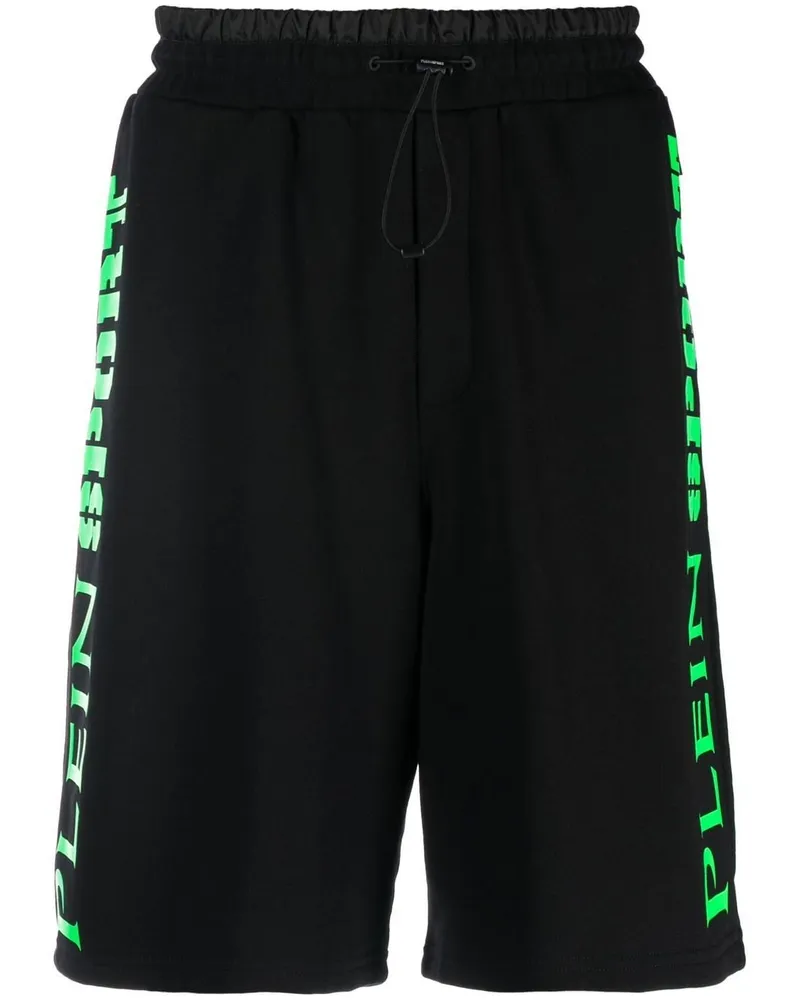 Philipp Plein Joggingshorts mit Logo-Print - Schwarz Schwarz