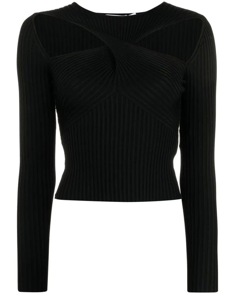 Self-Portrait Strickkleid mit Cut-Out - Schwarz Schwarz