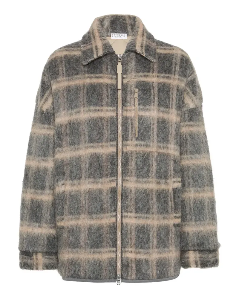 Brunello Cucinelli Karierte Strickjacke - Grau Grau