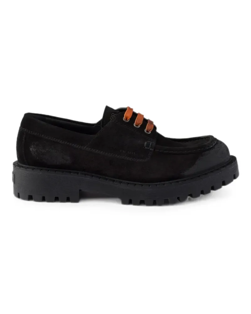 Prada waxed suede lace-up shoes - Schwarz Schwarz