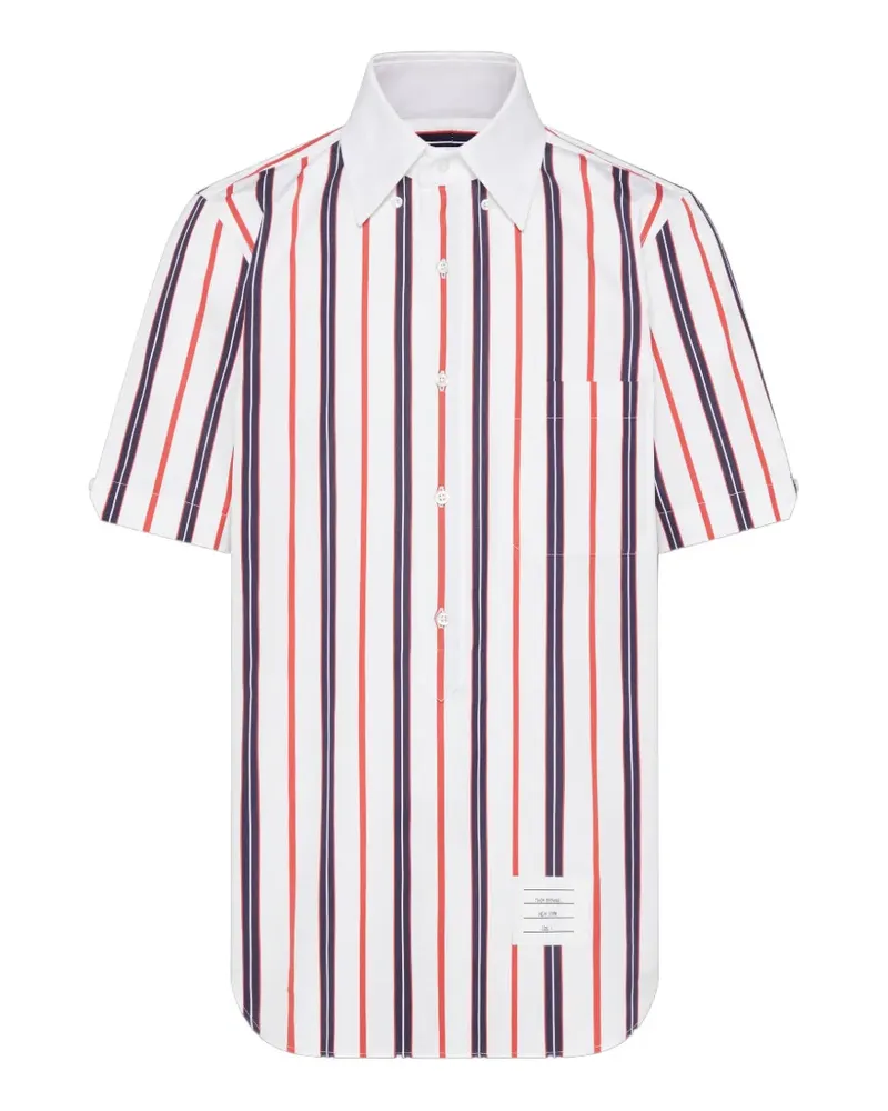 Thom Browne Gestreiftes Popeline-Hemd - Weiß Weiß