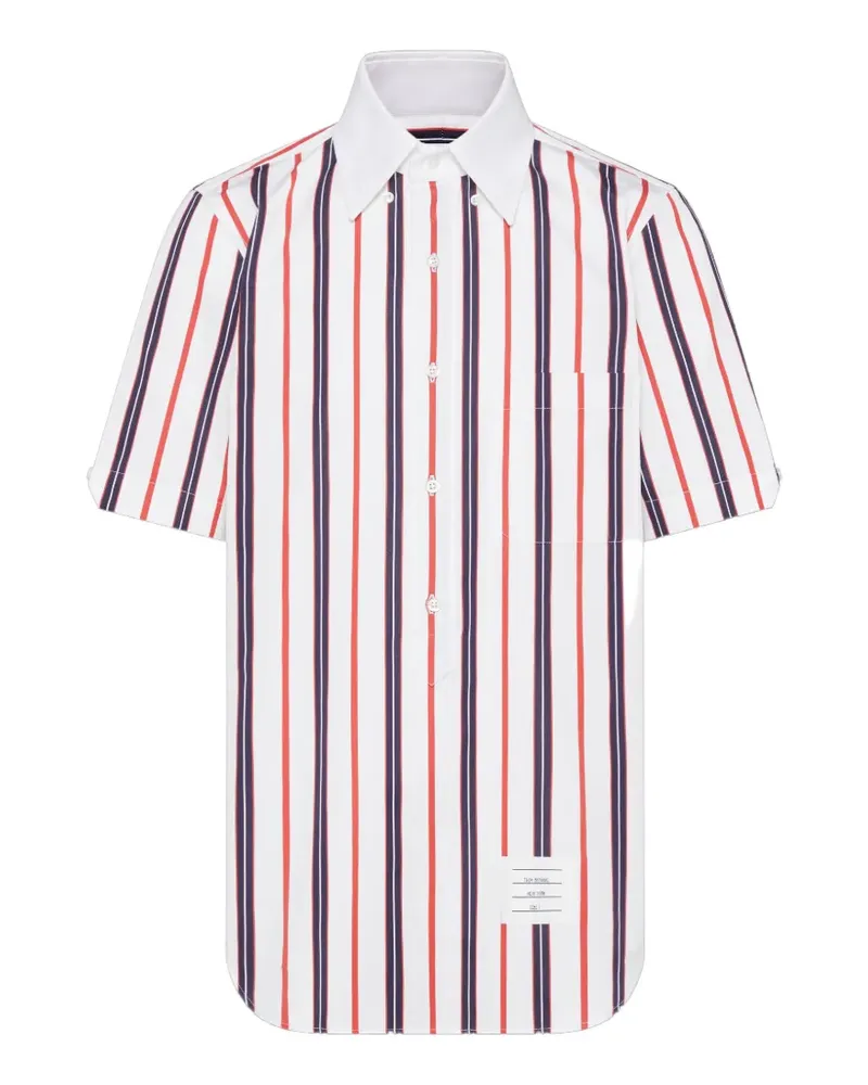 Thom Browne Gestreiftes Popeline-Hemd - Weiß Weiß