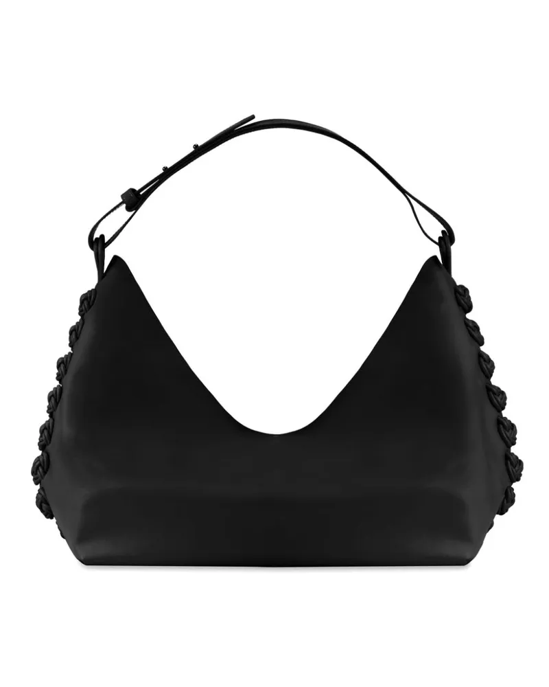 Shanghai Tang Rose Tote Bag mit Knoten - Schwarz Schwarz