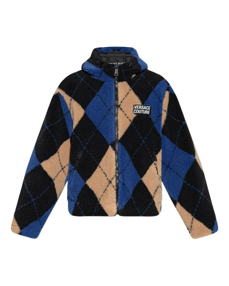 Versace Jeans Kapuzenjacke mit Argylemuster - Schwarz Schwarz