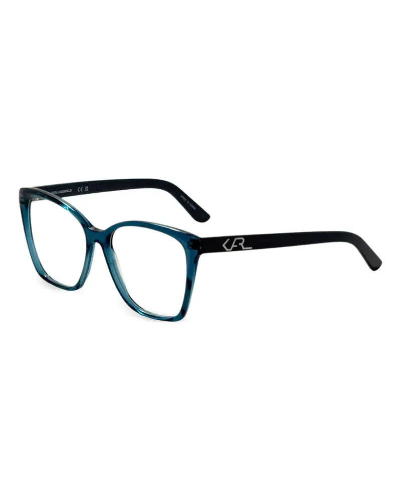 Karl Lagerfeld Eckige Brille mit Logo-Schild - Blau Blau