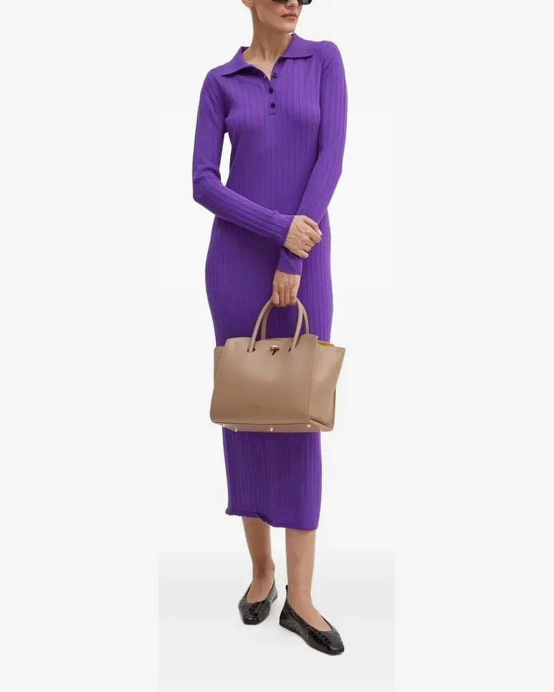 Liviana Conti Geripptes Poloshirtkleid - Violett Violett