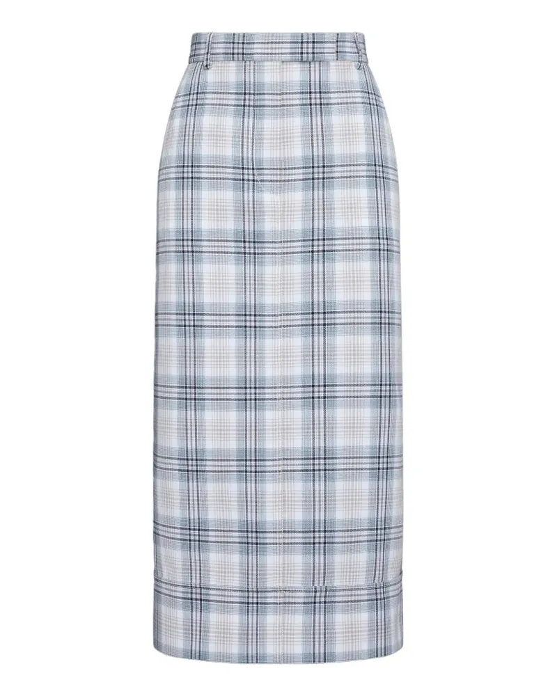 Thom Browne Karierter Midirock mit Gürtel - Weiß Weiß