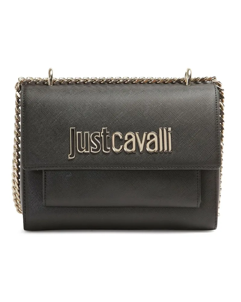 Just Cavalli Schultertasche mit Logo-Schild - Schwarz Schwarz