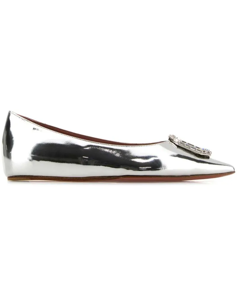 Amina Muaddi Camelia Ballerinas - Silber Silber