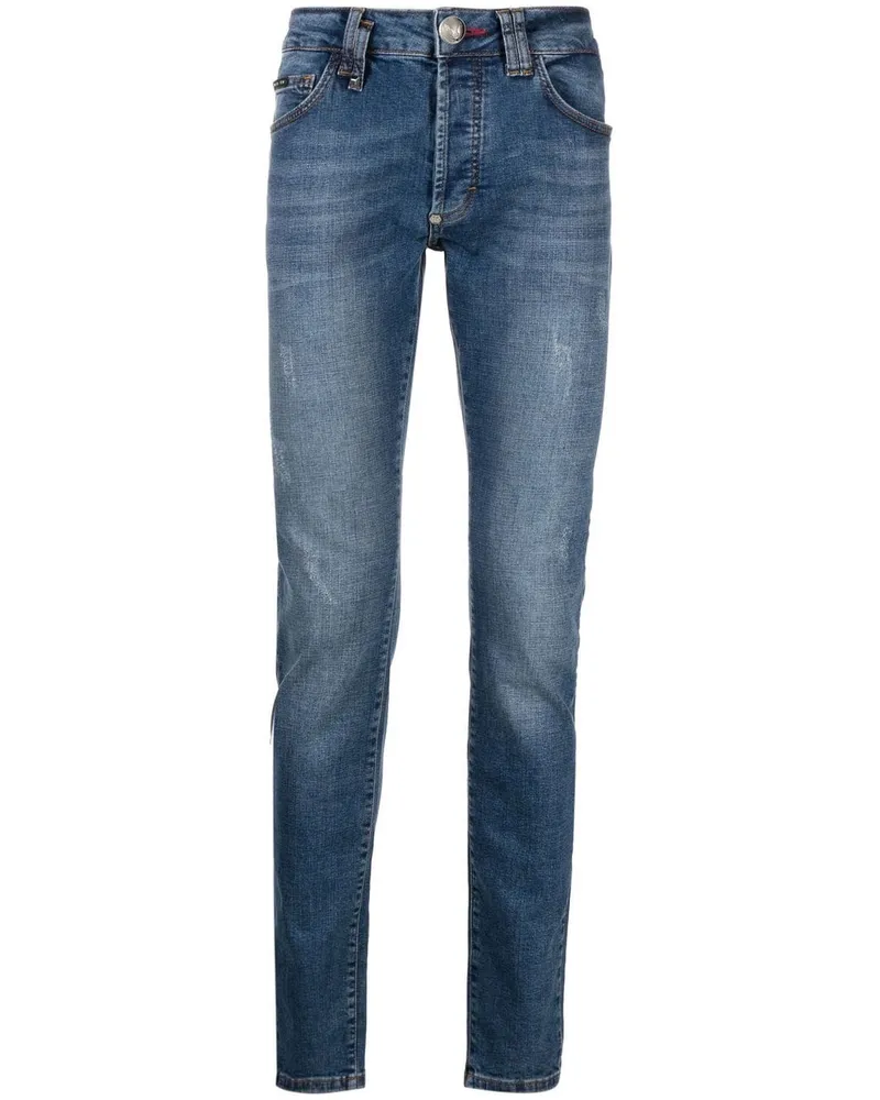 Philipp Plein Klassische Straight-Leg-Jeans Blau