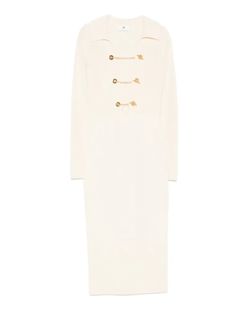 Elisabetta Franchi gold-tone chain-link detail midi dress - Nude Nude