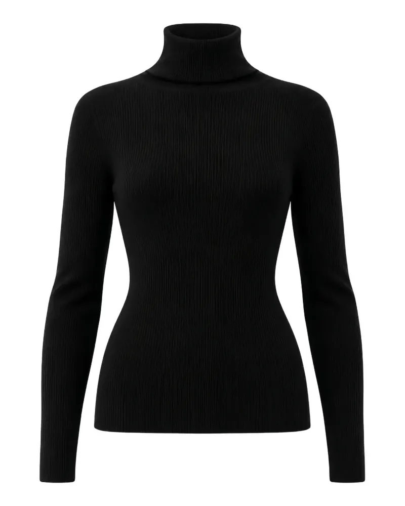 Seventy Gerippter Rollkragenpullover - Schwarz Schwarz