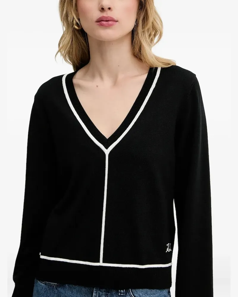 Karl Lagerfeld Pullover mit V-Ausschnitt - Schwarz Schwarz