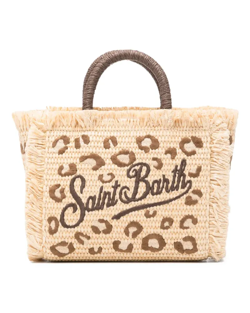 MC2 Saint Barth mini Vanity leopard-print frayed tote bag - Nude Nude
