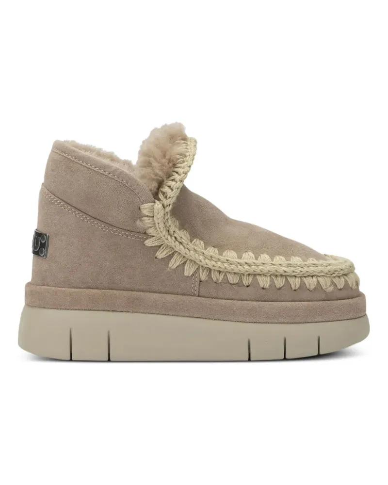 Mou crochet-trim platform boots - Nude Nude