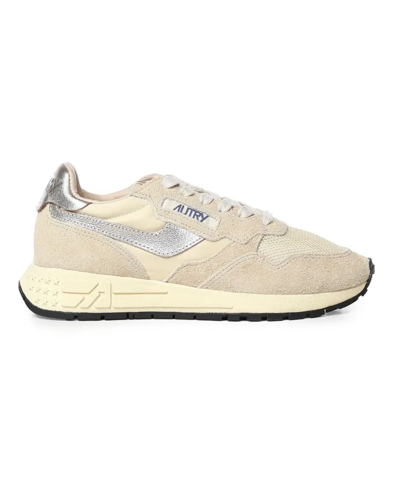 AUTRY Reelwind Low sneakers in ecru and platinum nylon and suede - Nude Nude