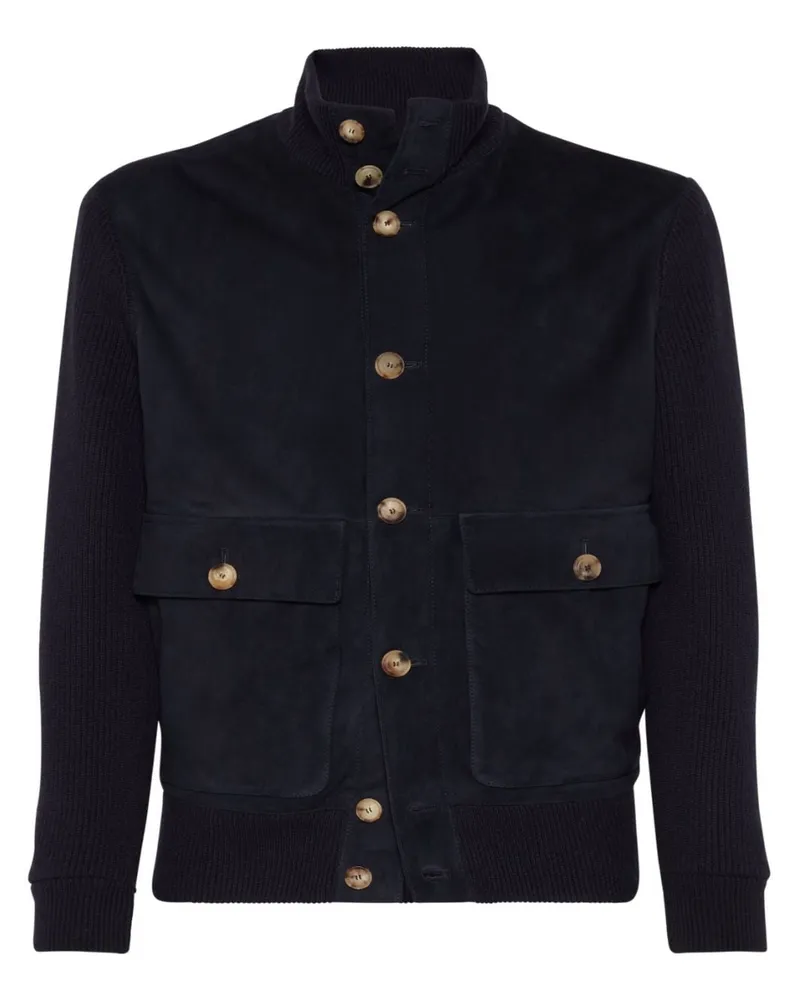 Brunello Cucinelli Gefütterte Jacke mit Kontrasteinsätzen - Blau Blau