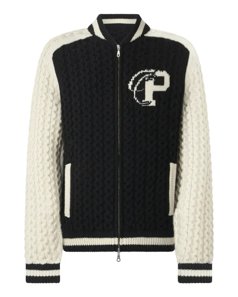 Philipp Plein Gestrickte Plein Star Bomberjacke - Schwarz Schwarz