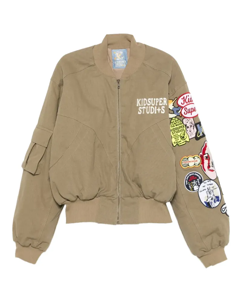 KidSuper patch pocket bomber jacket - Nude Nude