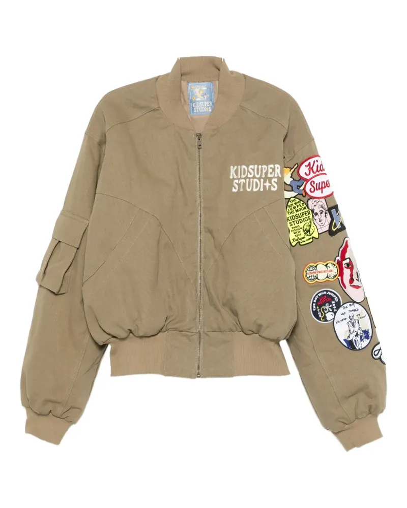 KidSuper patch pocket bomber jacket - Nude Nude