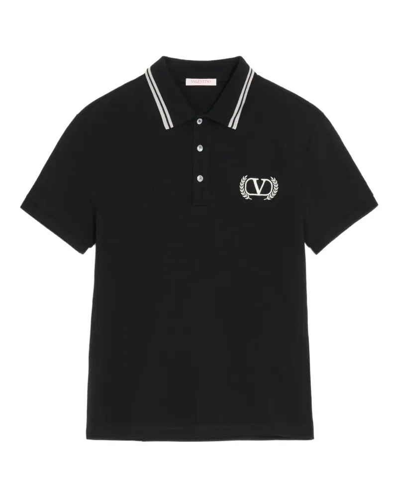 Valentino Garavani Poloshirt aus Baumwollpiqué mit Maison Valentino Stickerei - Schwarz Schwarz