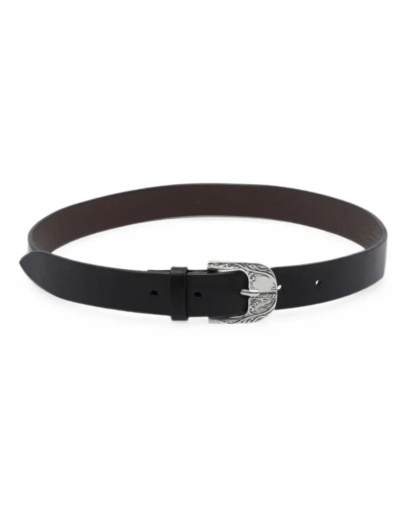 Orciani engraved-buckle leather belt - Schwarz Schwarz