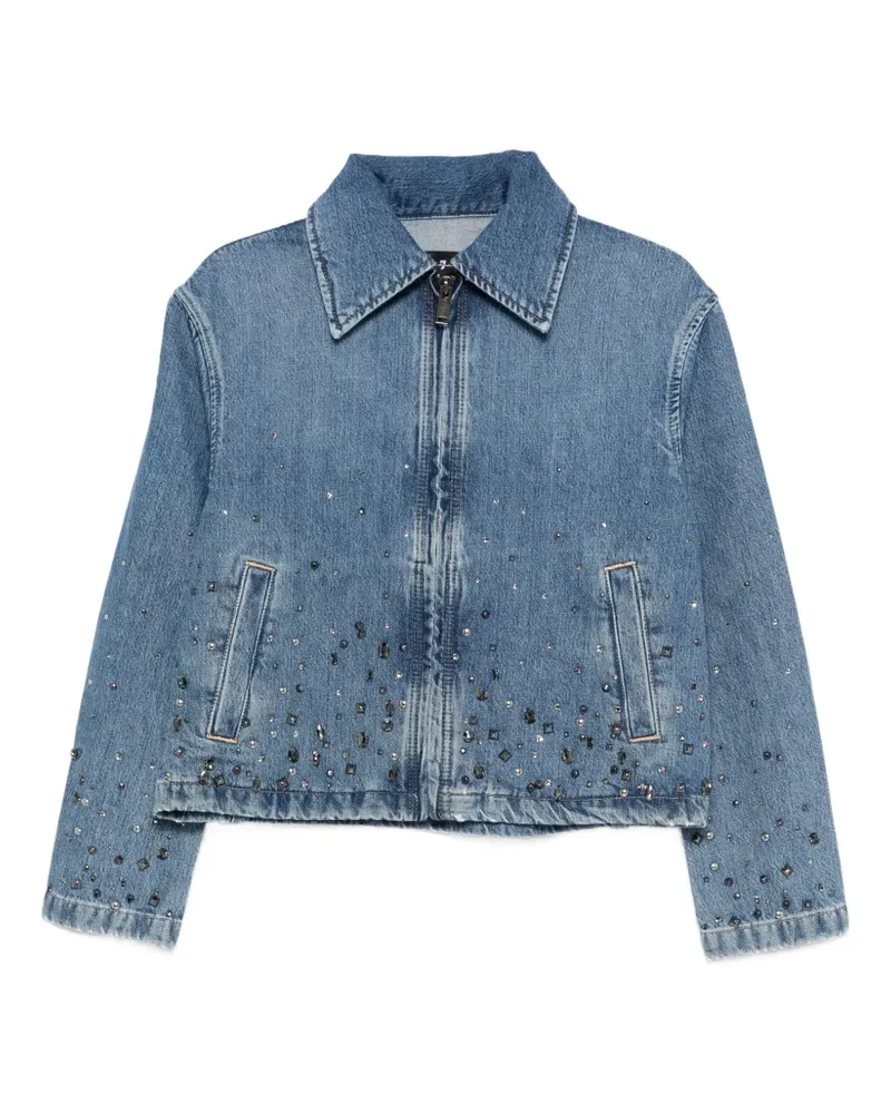 7 for all mankind embellished zipped denim jacket - Blau Blau