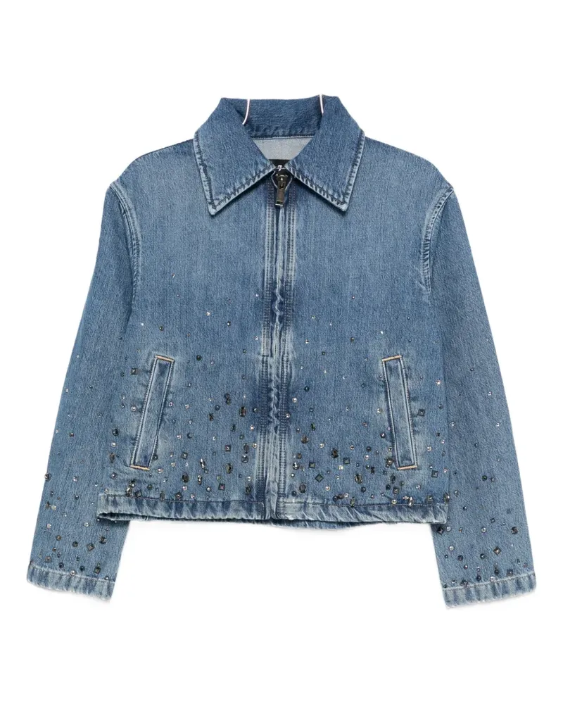 7 for all mankind embellished zipped denim jacket - Blau Blau