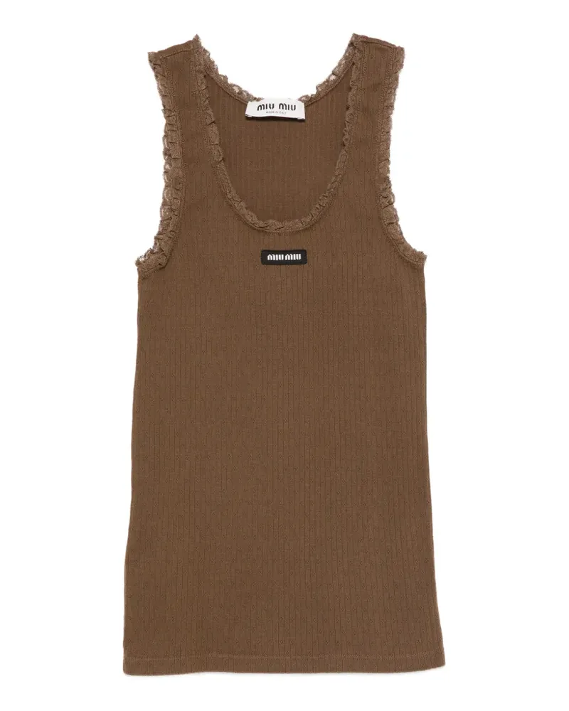 Miu Miu lace-trim tank top - Braun Braun