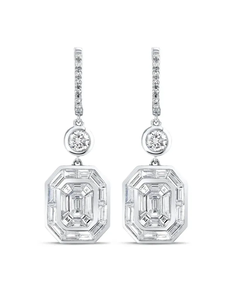 SHAY 18kt Illusion Weißgoldohrringe mit Diamanten - Silber Silber