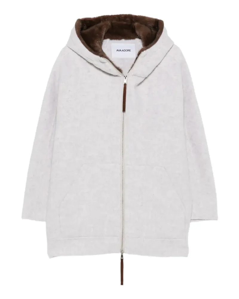 AVA ADORE faux-fur trim hooded coat - Grau Grau