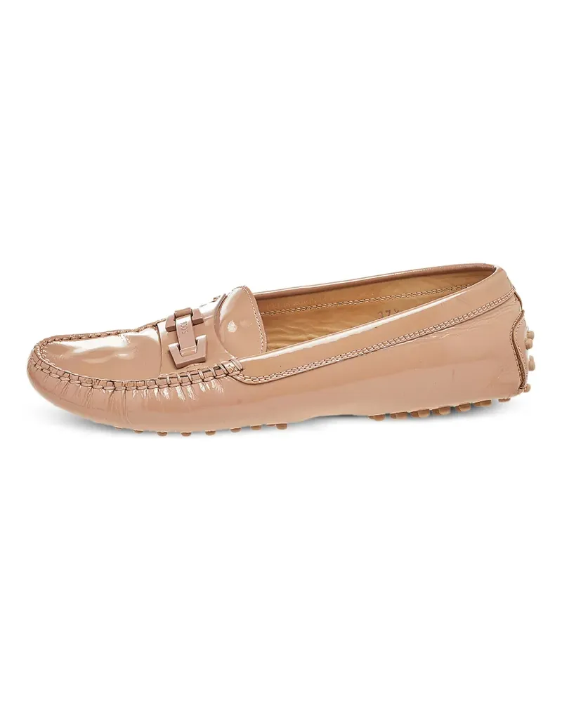 TOD'S patent leather logo bit loafers - Nude Nude